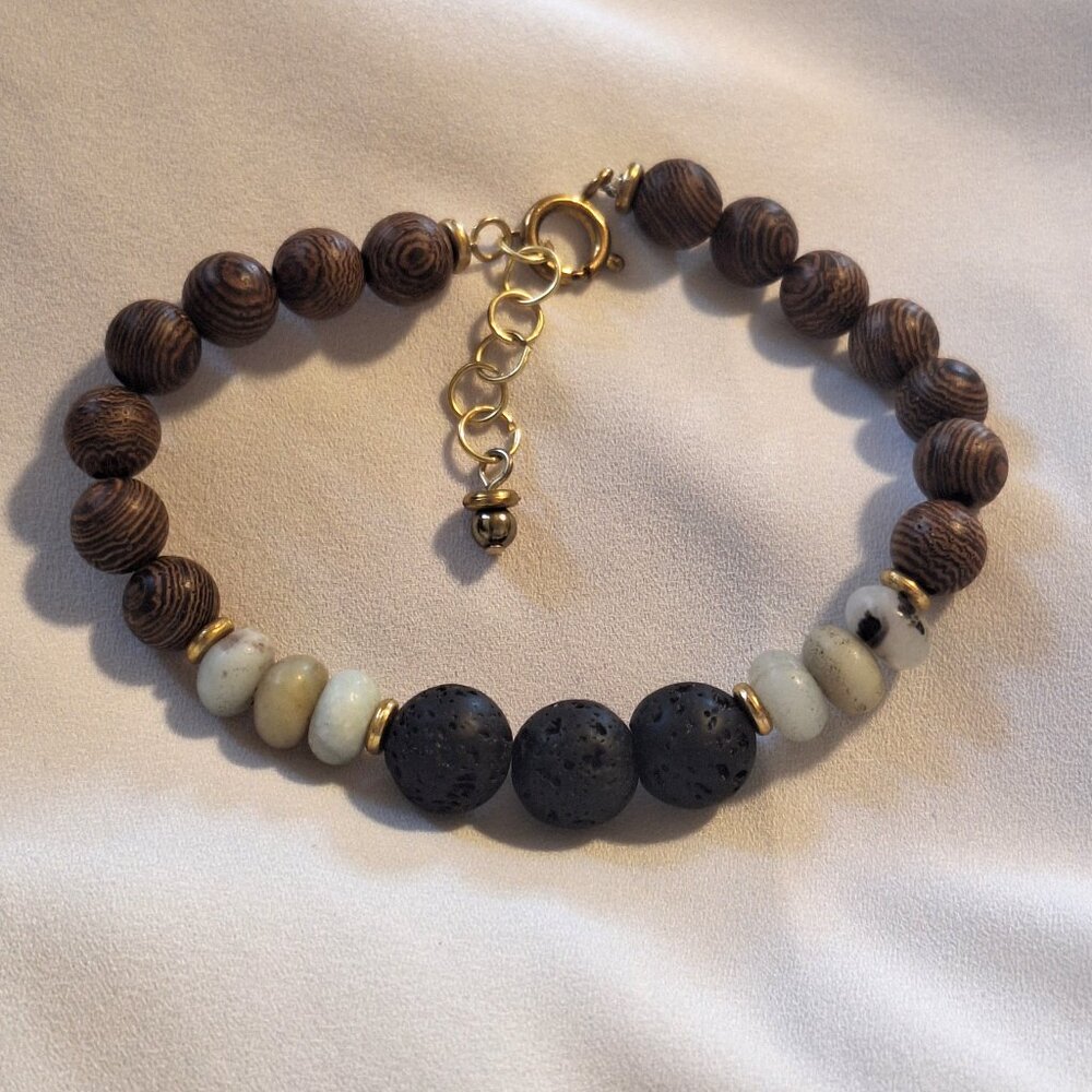Artisan Handmade Amazonite Lava Stone Diffuser Beaded Bracelet
